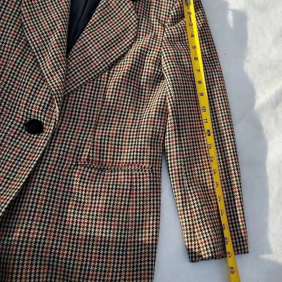 Joan Leslie Size 6 Womens  Brown and Black Squared Blazer with Velvet Collar - Picture 11 of 16